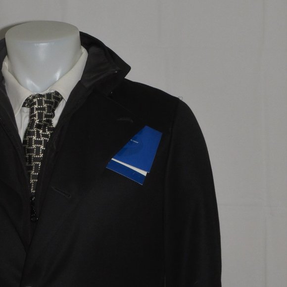 J. Hilburn Vested Wool Blend Black Overcoat Medium